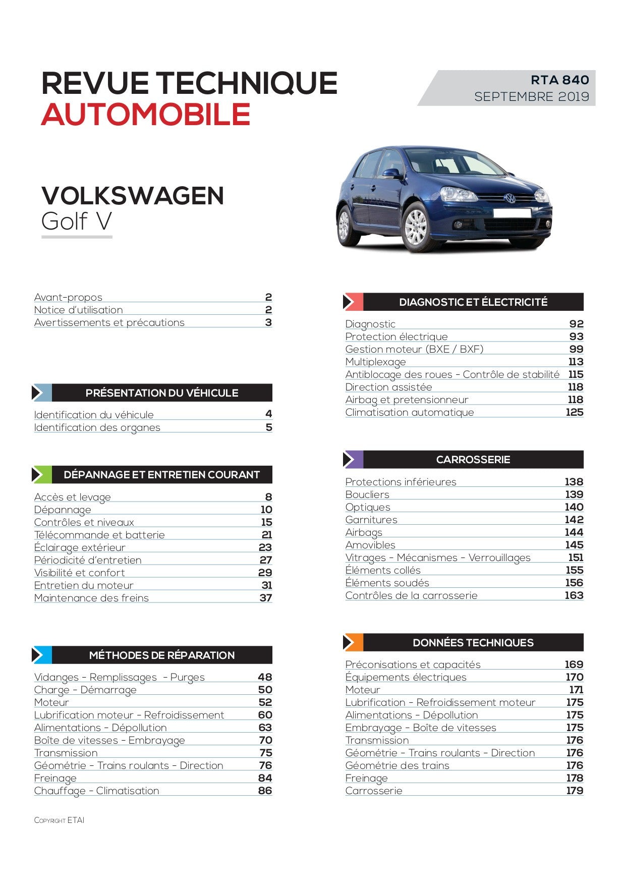 Volkswagen Golf V (2003 - 2008) 1.9 TDI - Revue Technique