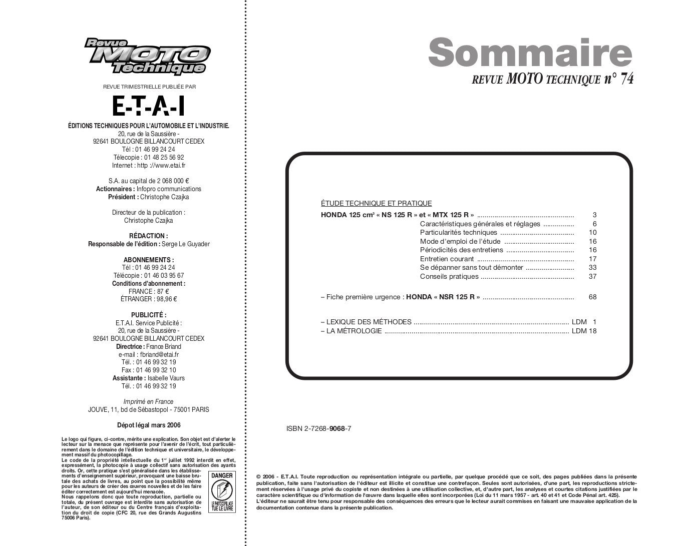 Honda NS / MTX 125 (1987 - 1989) - Revue Technique