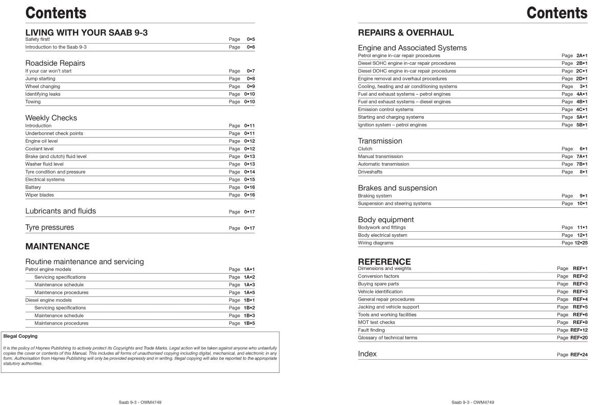 Saab 9-3 Petrol & Diesel (Sept 02 - Sept 07) - Haynes Repair Manual
