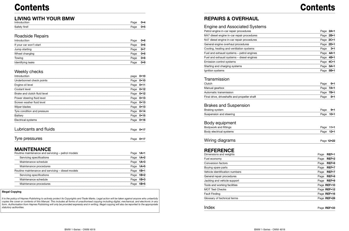 BMW 1-Series 4-cyl Petrol & Diesel (04 - Aug 11) - Haynes Repair Manual