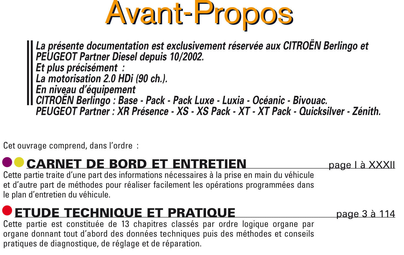 Citroën Berlingo / Peugeot Partner I phase 2 (2002-2006) - Revue Technique