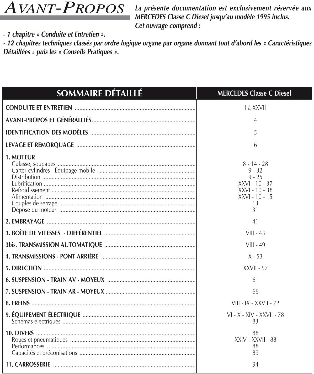 Mercedes-Benz Classe C phase I (1993 - 1995) - Revue Technique