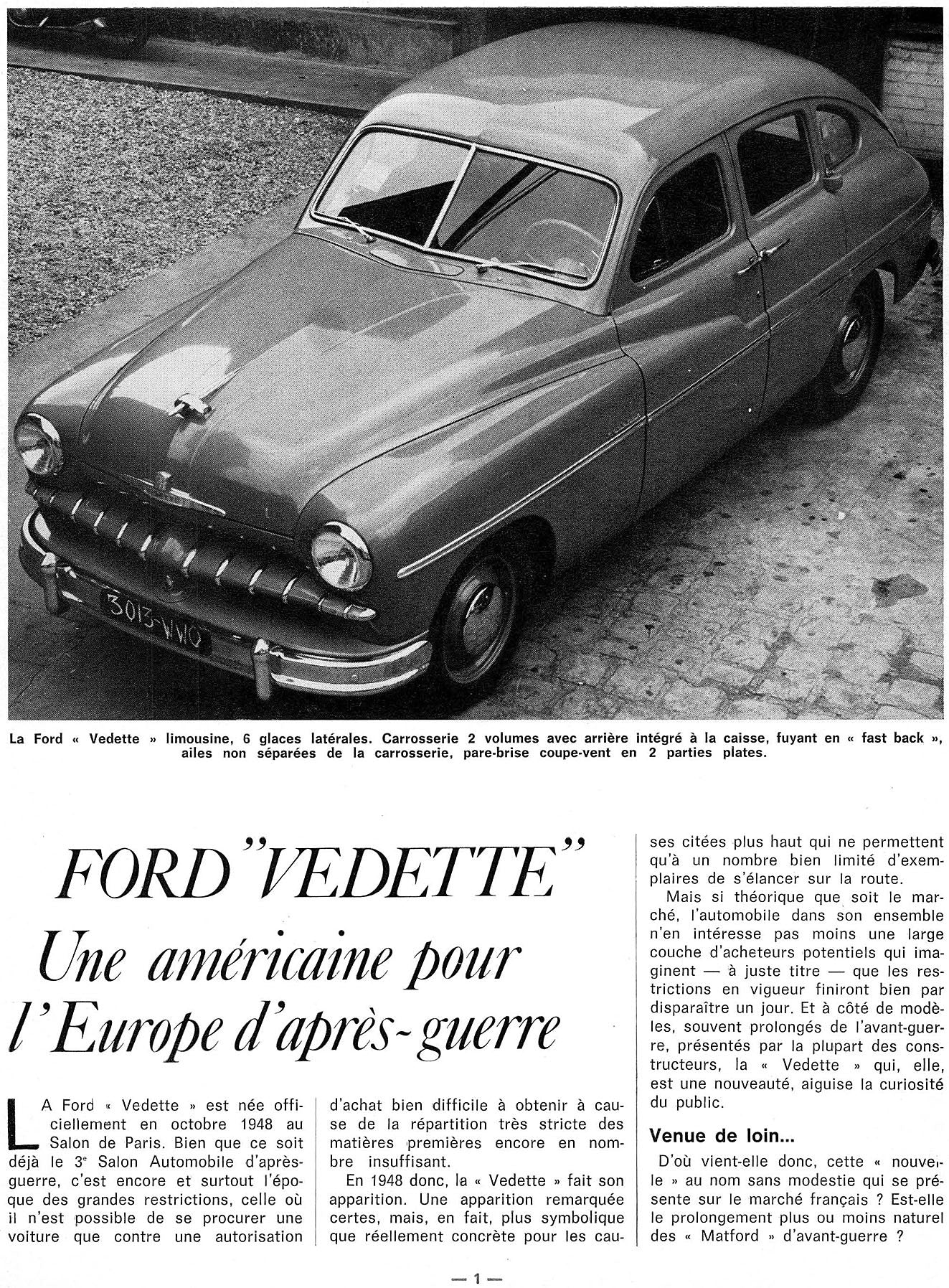 Ford Vedette et Comete (1949 - 1954) - Revue Technique