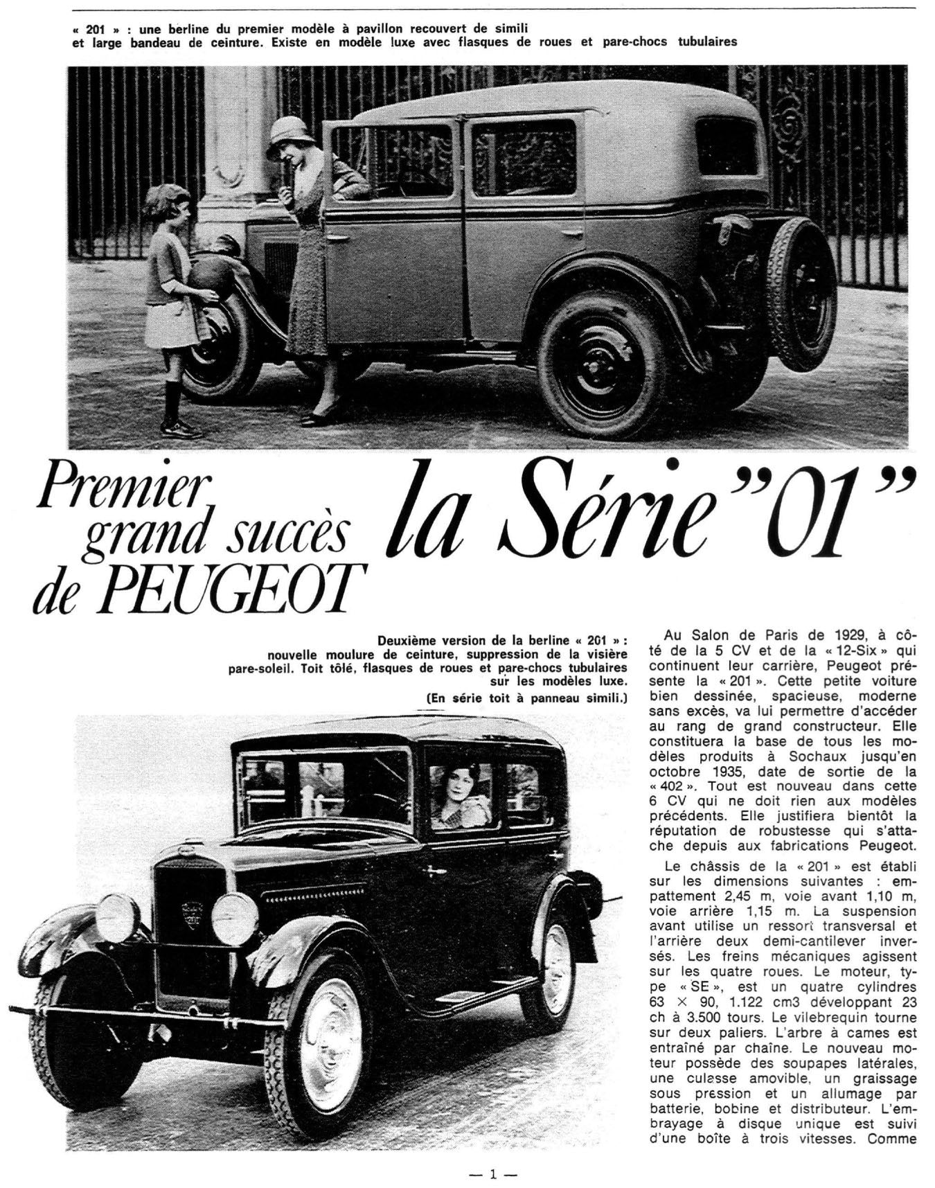 Peugeot 201, 301, 401 et 601 (1930 - 1935) - Revue Technique