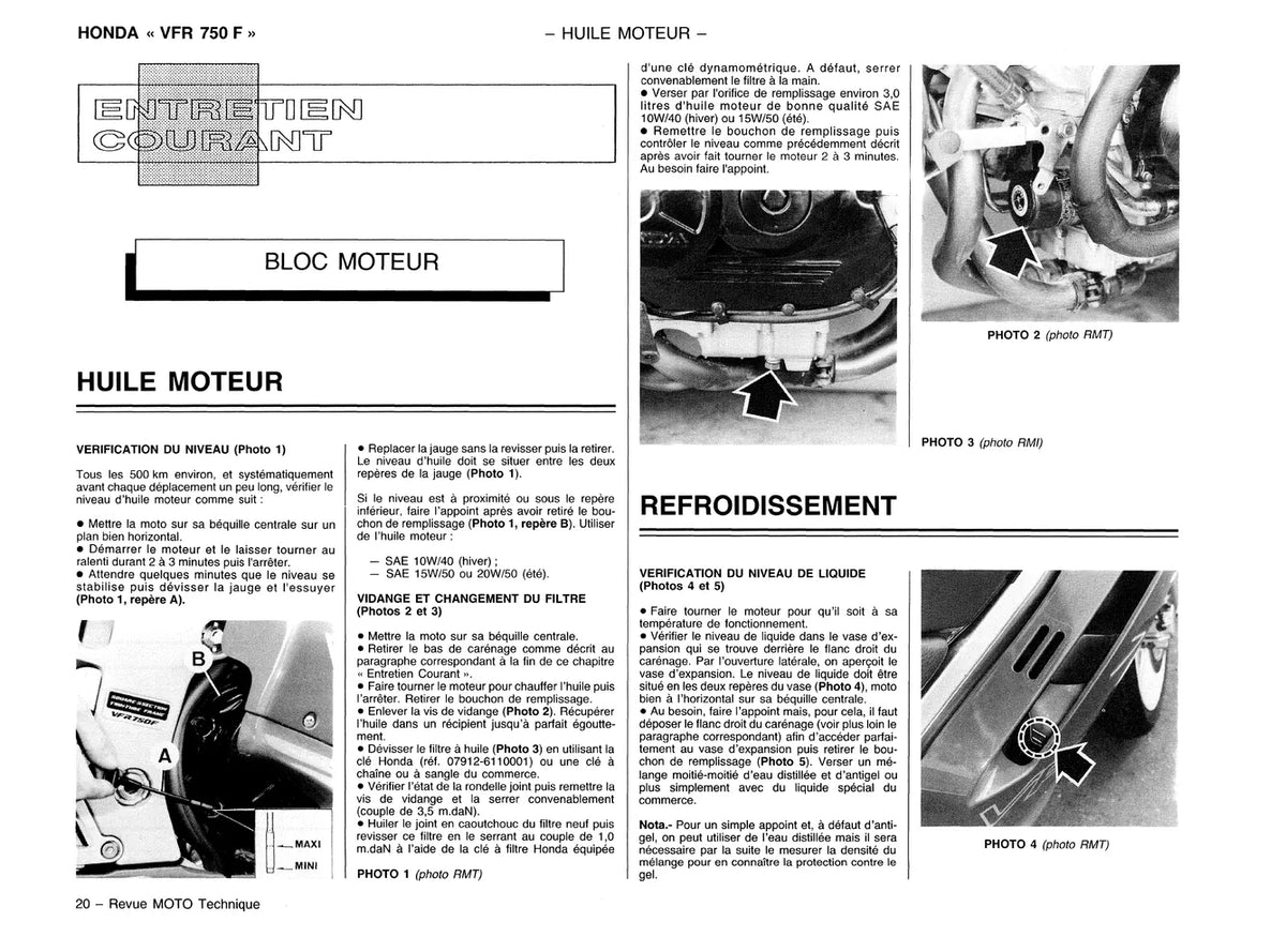 Honda VFR 750 F (1990 - 1997) - Suzuki DR 650 R (1990 - 1995) - Revue Technique
