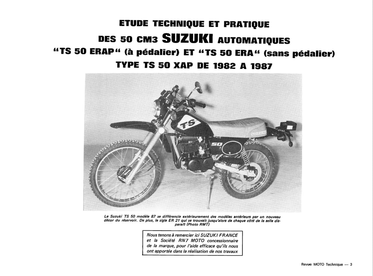 Honda CBX 750 FE et FG (1984 - 1986) - Suzuki TS 50 ER (1982 - 1987) - Revue Technique