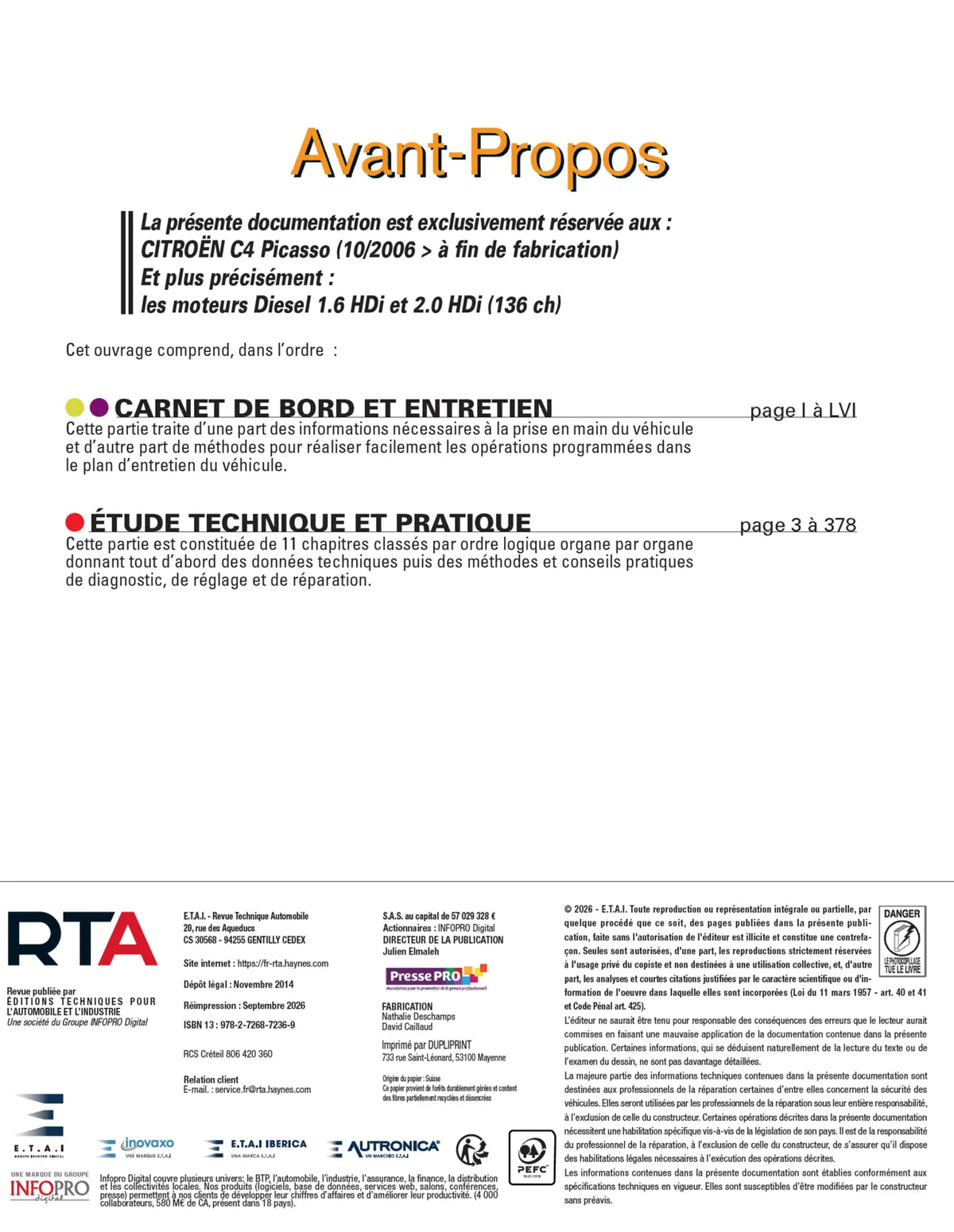 Citroën C4 Picasso I (2006 - 2013) - Revue Technique