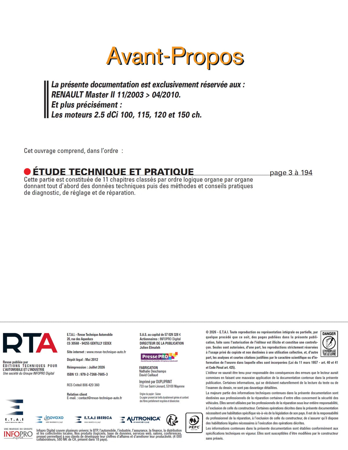 Renault Master II phases 2 et 3 (2003 - 2010) - Revue Technique