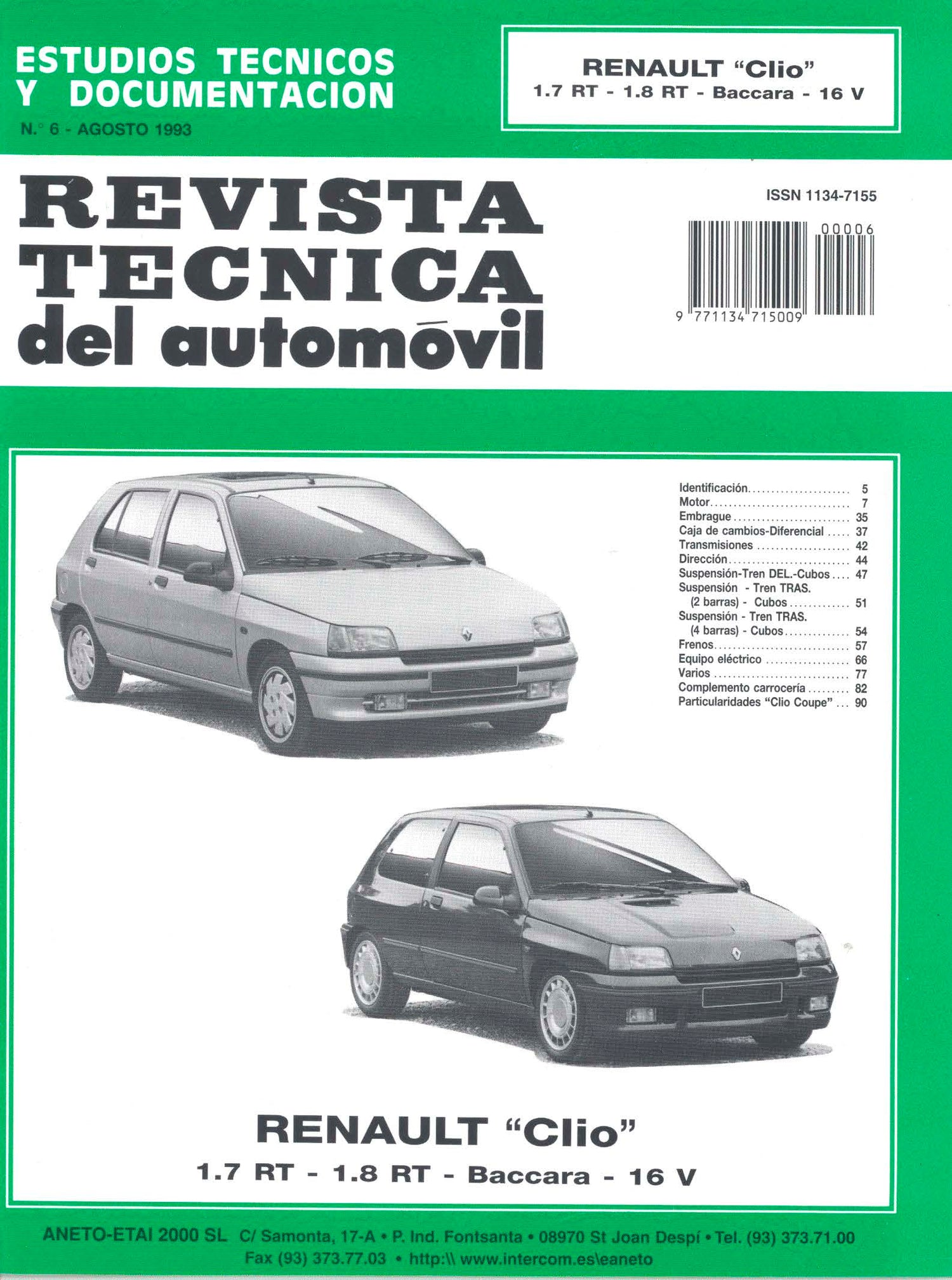 Renault Clio 1.7 RT / 1.8 RT / Baccara et 16 S (1994 -1996) - Revue Technique