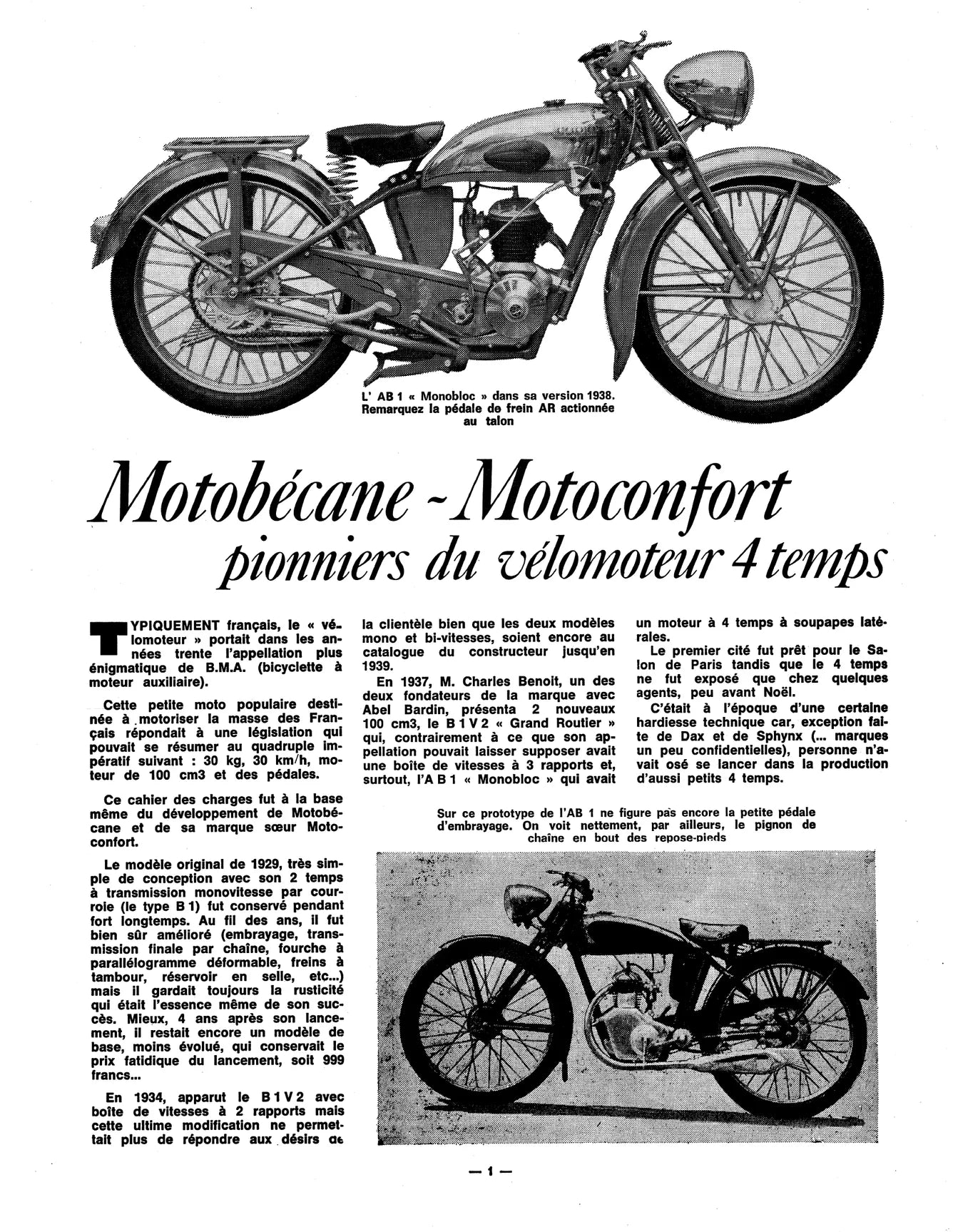 Motobécane Motoconfort 100, 125 et 175cc 4 temps (1937 - 1964) - Revue Technique