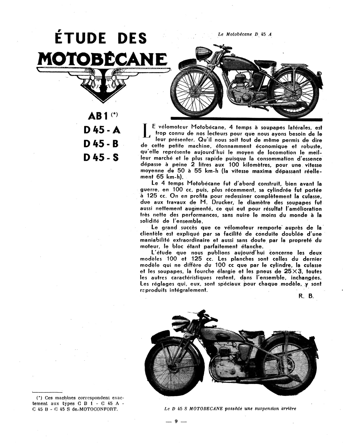 Motobécane Motoconfort 100, 125 et 175cc 4 temps (1937 - 1964) - Revue Technique