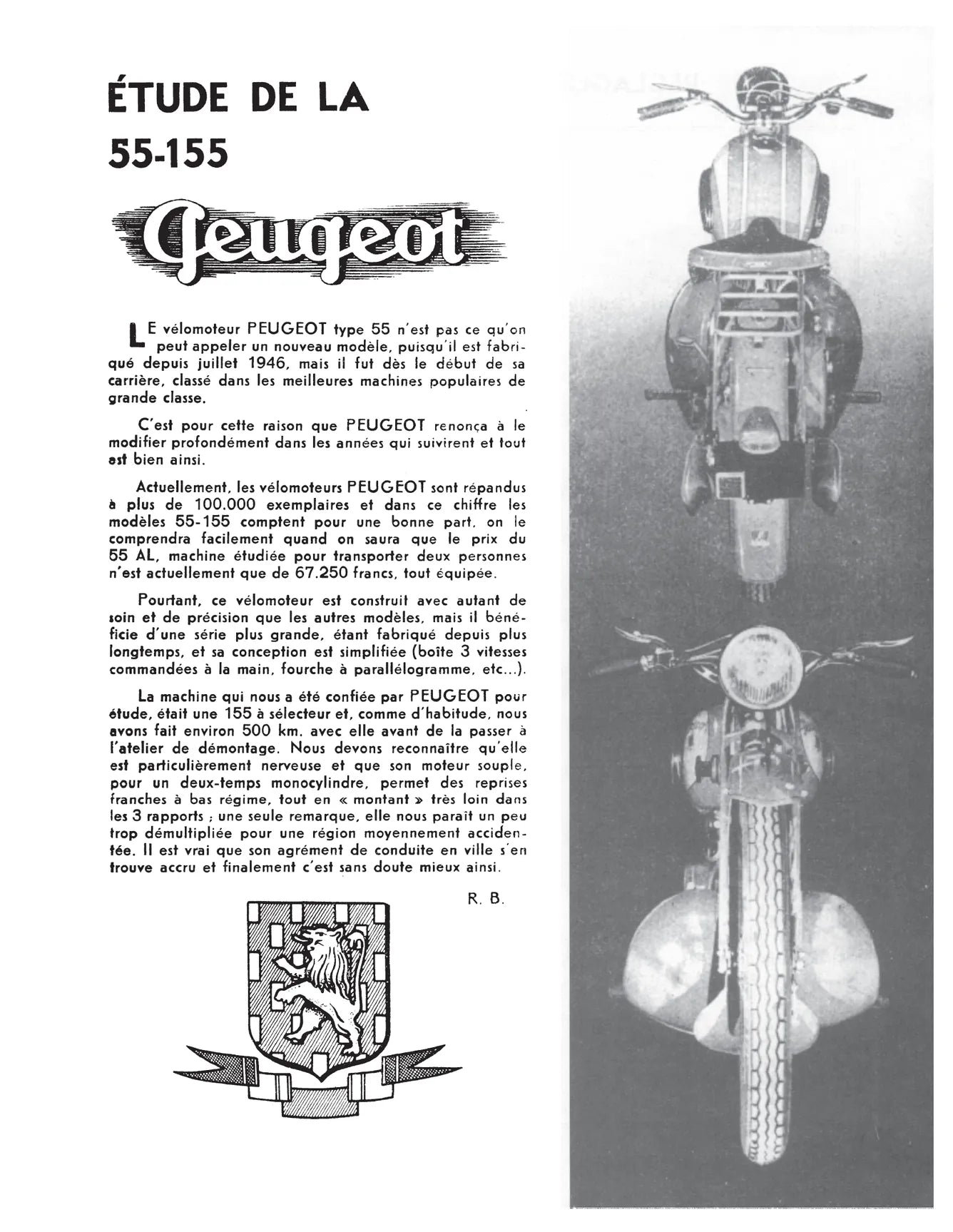 Peugeot 125 / 150 / 175 / 250cc (1948 - 1956) - Revue Technique