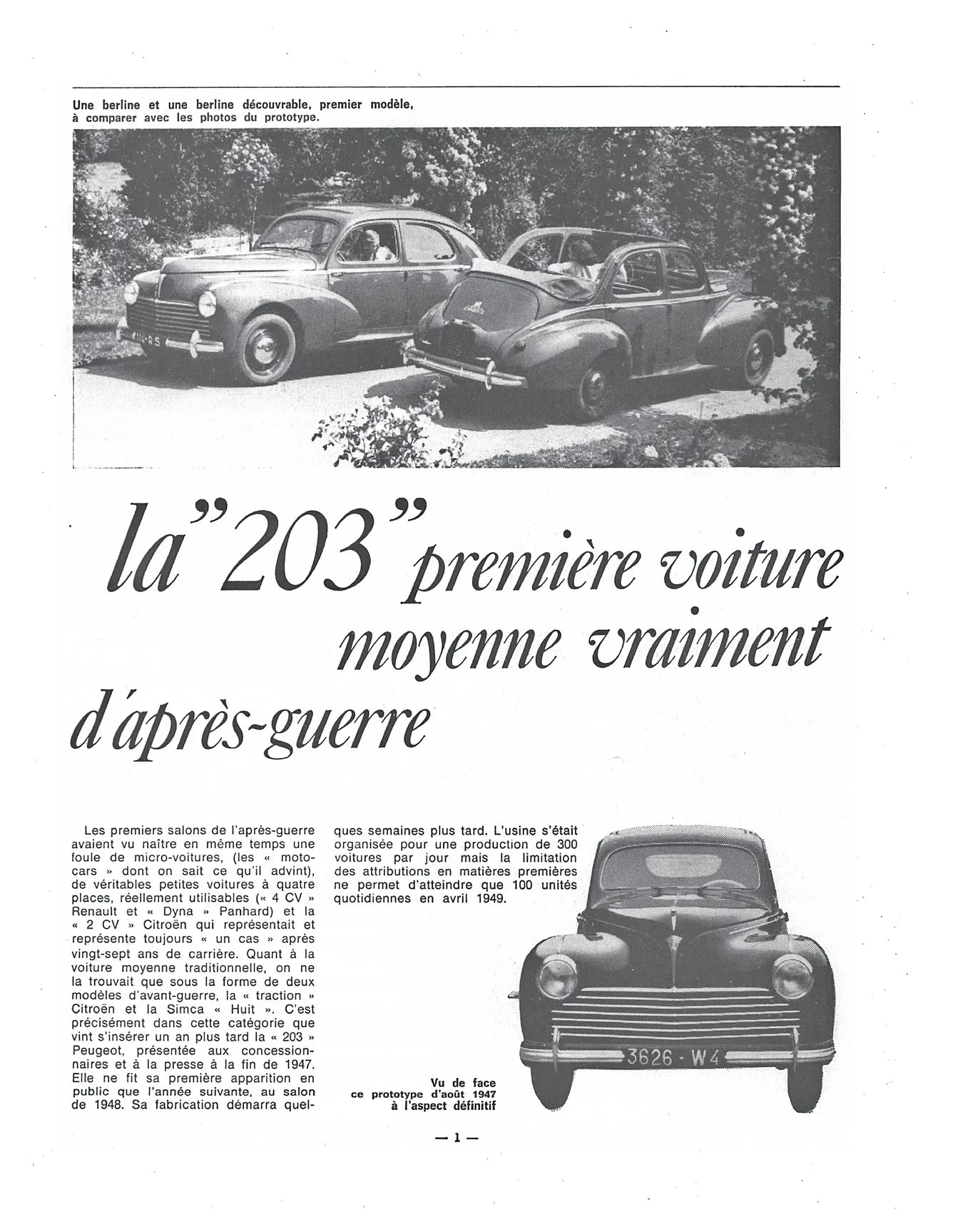 Peugeot 203 (1948 - 1960) - Revue Technique