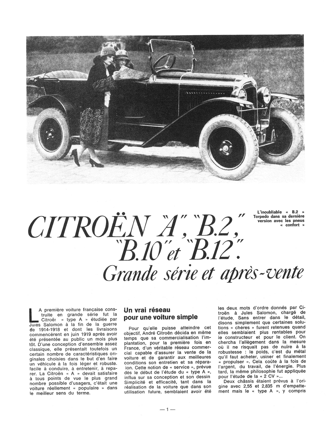 Citroën A, B.2, B.10, B.12 et 5 CV (1919-1926) - Revue Technique