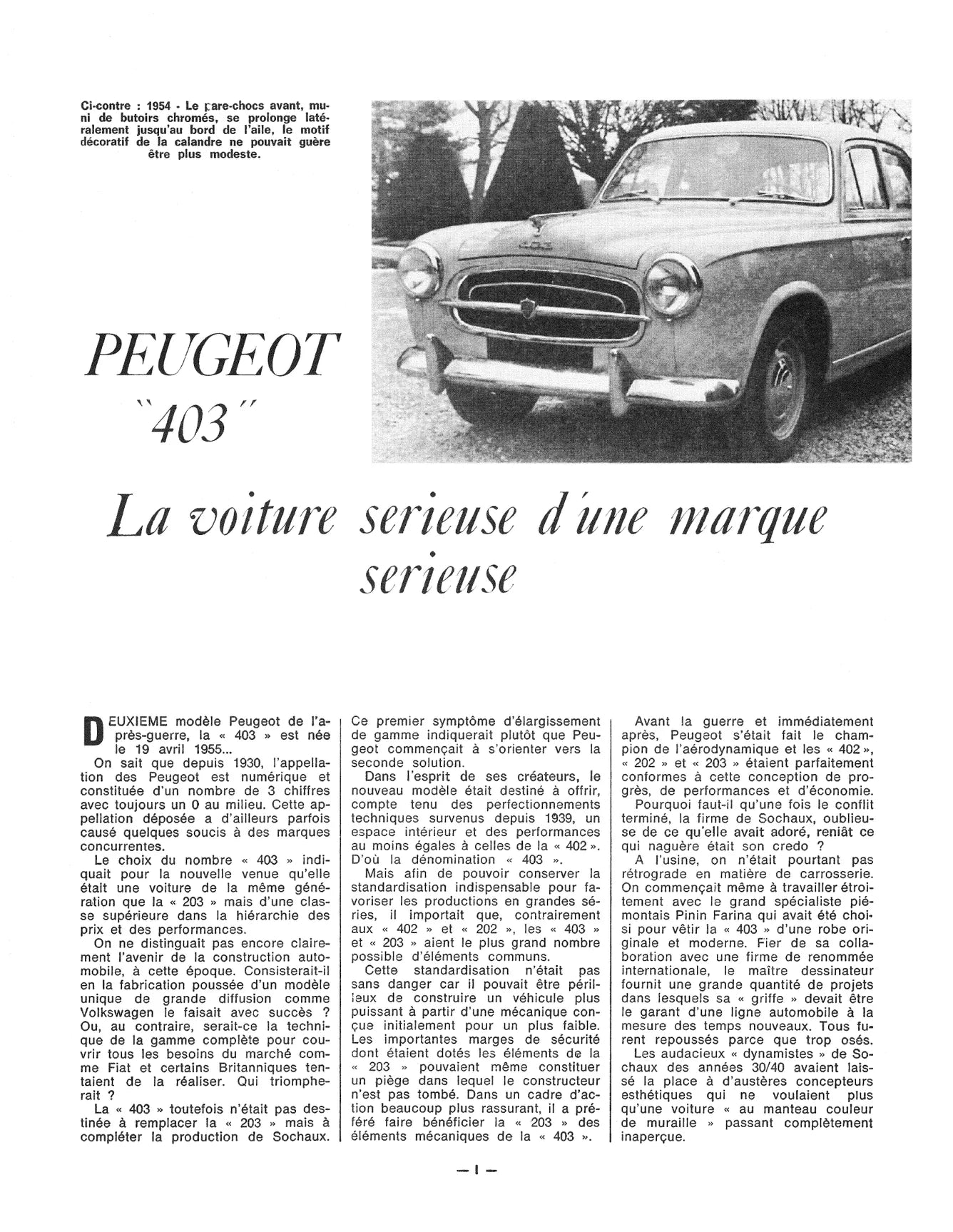 Peugeot 403 (1955 - 1966) - Revue Technique