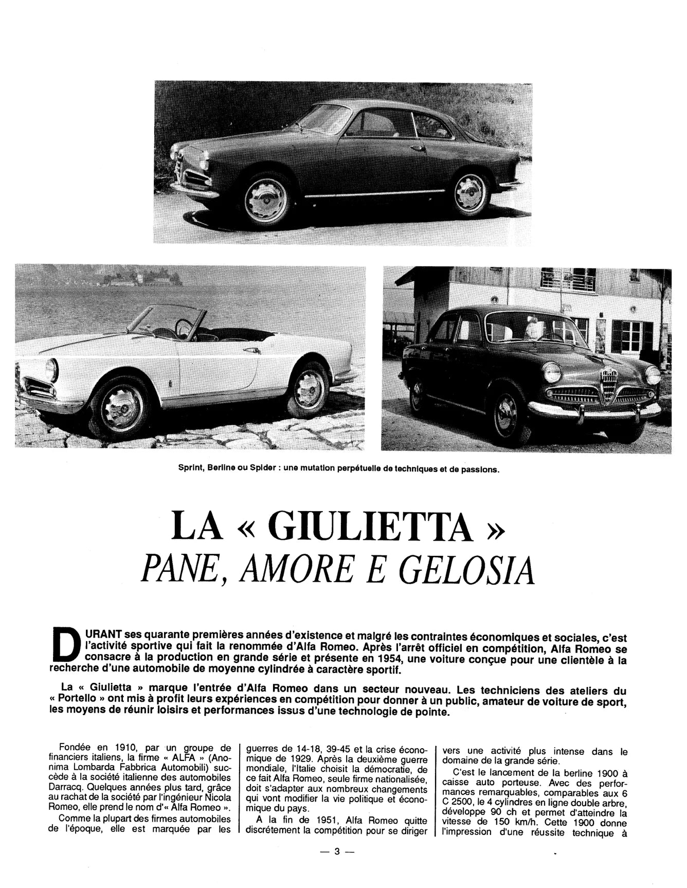 Alfa-Roméo Giulietta (1954 - 1963) - Revue Technique