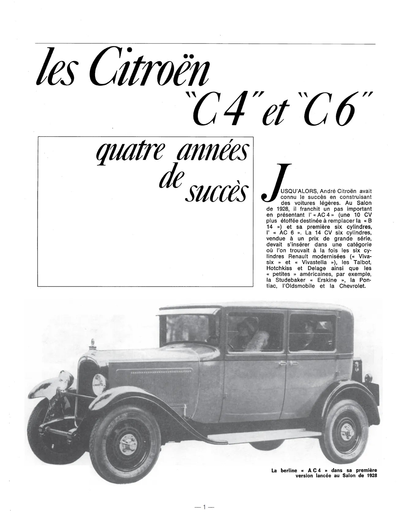 Citroën C4 / C6 / Rosalie (1929 - 1934) - Revue Technique