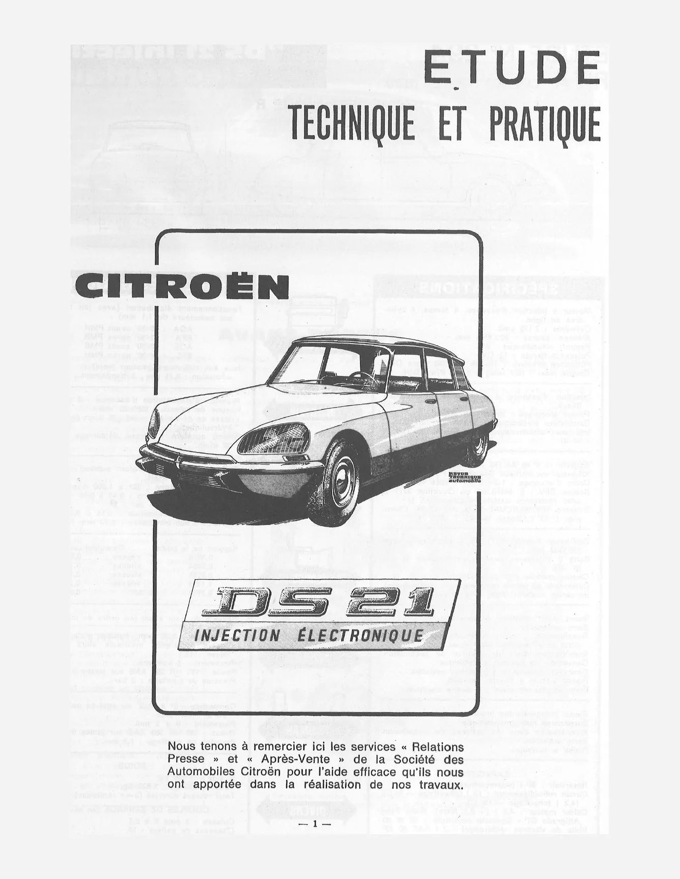 Citroën DS 21 injection (1969 - 1972) et DS 23 (1973 - 1975) - Revue Technique