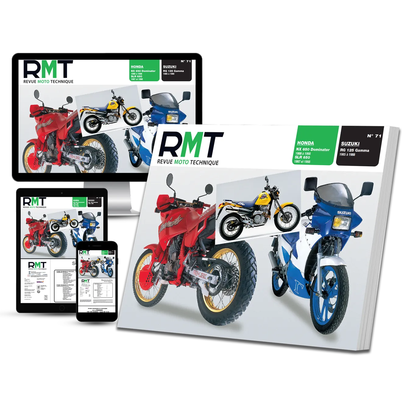 Suzuki RG 125 Gamma (1985 - 1988) - Honda NX 650 Dominator / SLR 650 (1988 - 1998) - Revue Technique