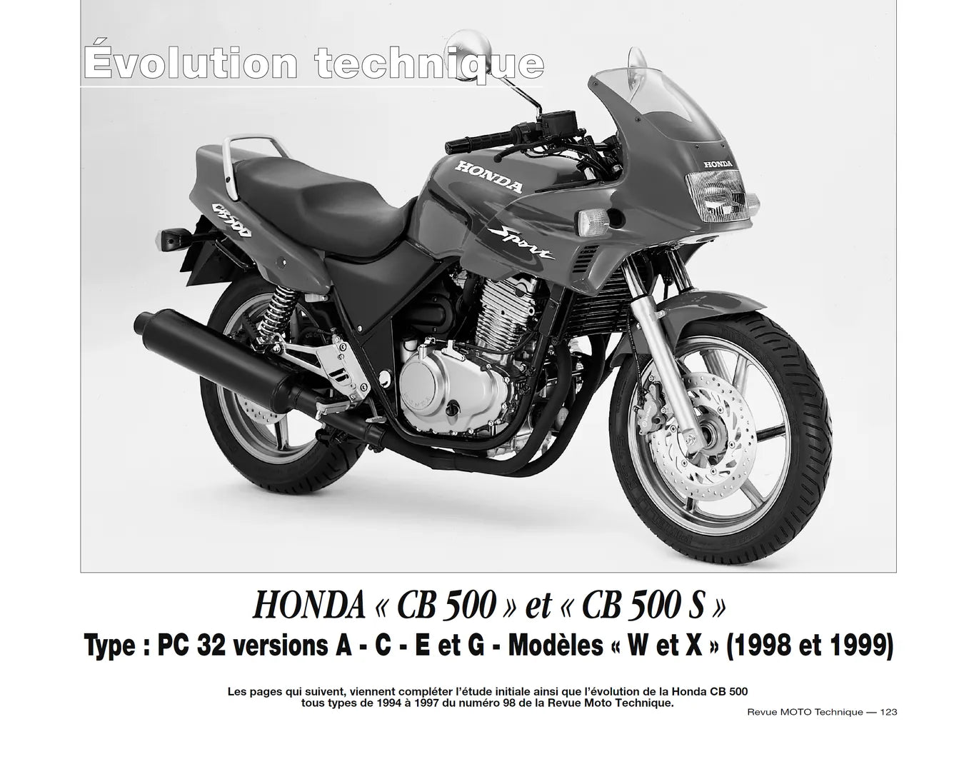 Kawasaki KDX 125 SR (1990 - 2001) - Honda CB 500 (1994 - 2002) - Revue Technique