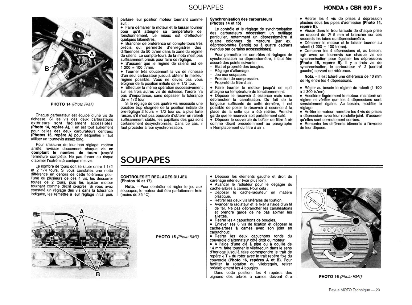 Suzuki DR 750 et 800 S (1988 - 1997) - Honda CBR 600 F (1987 - 1990) - Revue Technique