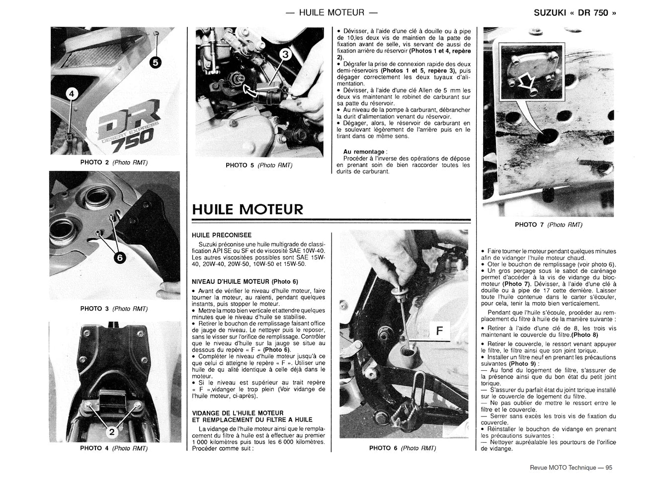 Suzuki DR 750 et 800 S (1988 - 1997) - Honda CBR 600 F (1987 - 1990) - Revue Technique