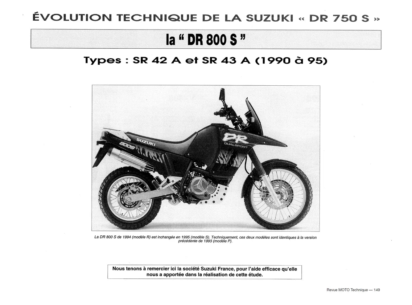 Suzuki DR 750 et 800 S (1988 - 1997) - Honda CBR 600 F (1987 - 1990) - Revue Technique