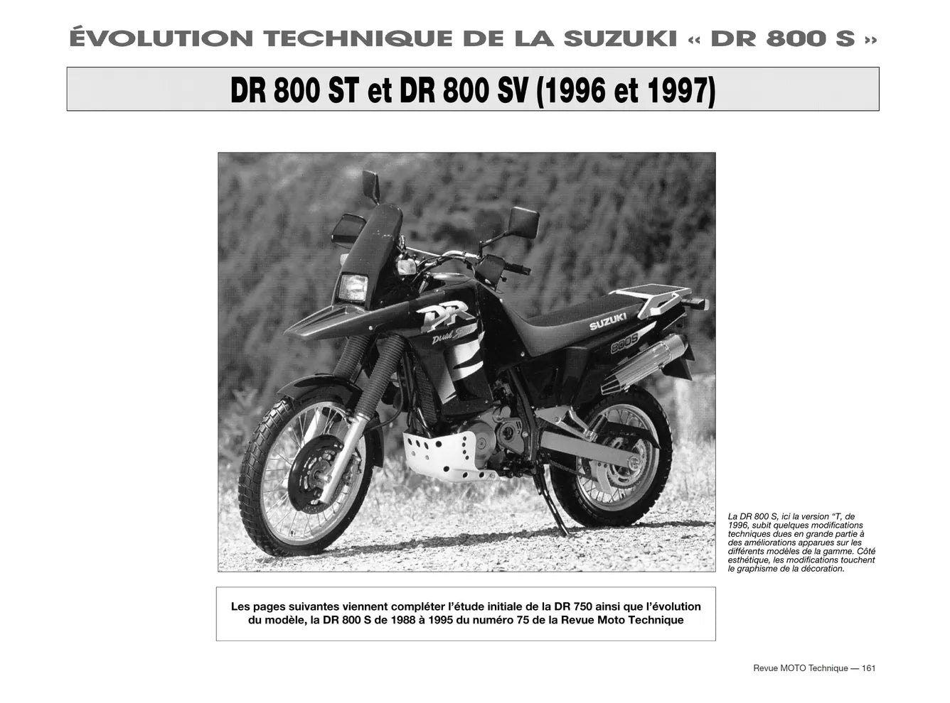 Suzuki DR 750 et 800 S (1988 - 1997) - Honda CBR 600 F (1987 - 1990) - Revue Technique