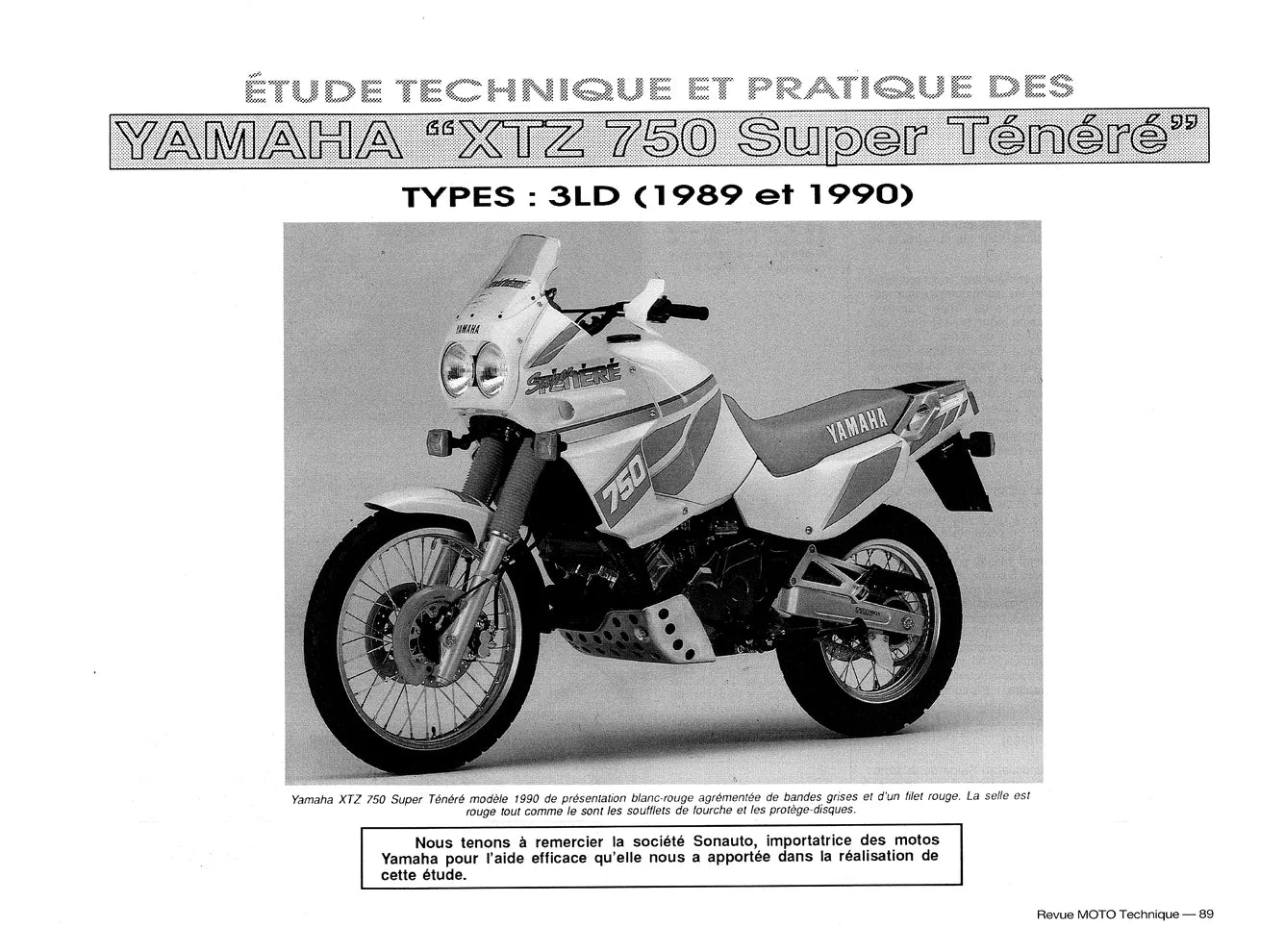 Kawasaki GPZ 500 S (1987 - 2002) - Yamaha XTZ 750 (1989 - 1996) - Revue Technique