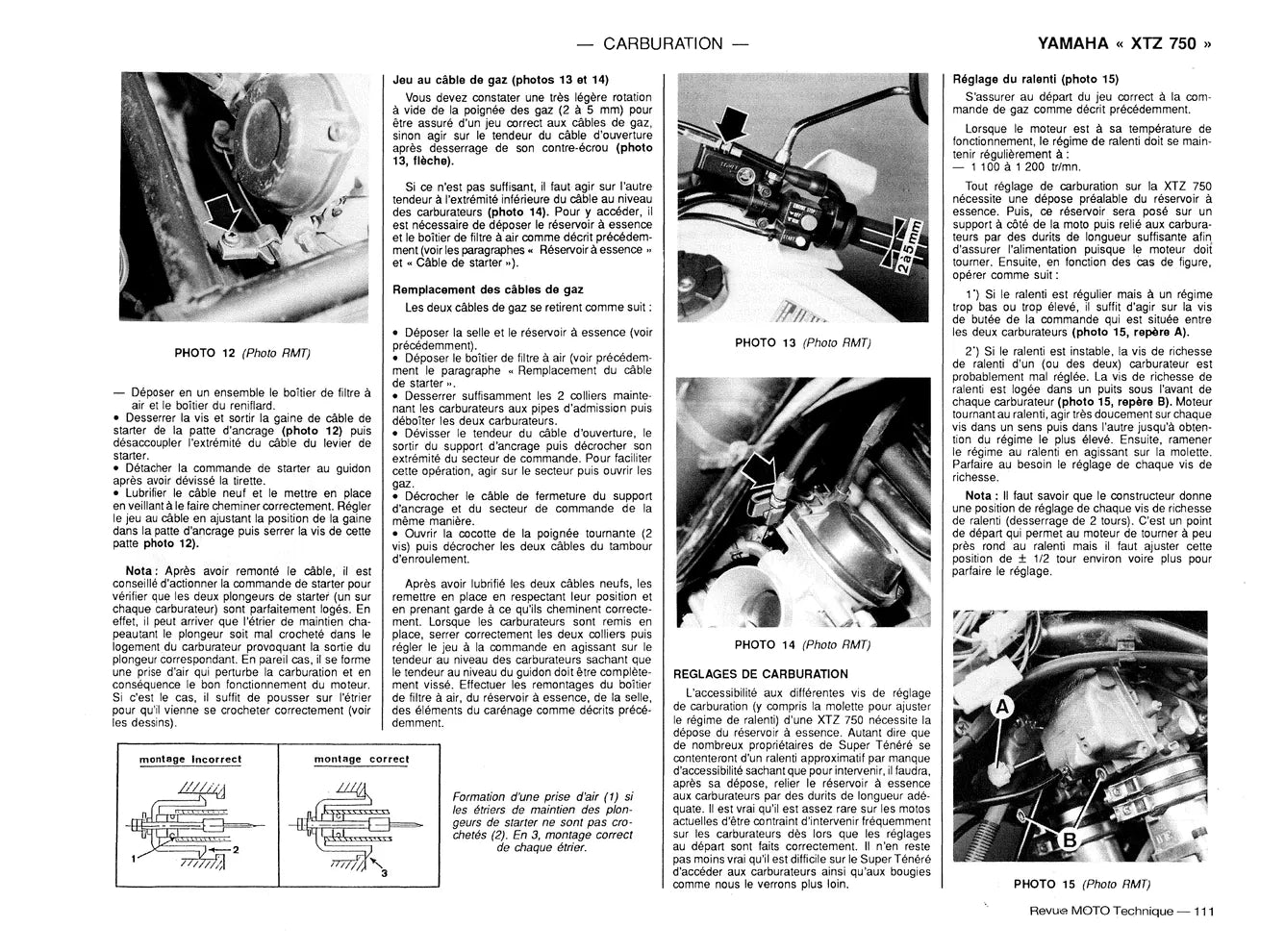 Kawasaki GPZ 500 S (1987 - 2002) - Yamaha XTZ 750 (1989 - 1996) - Revue Technique