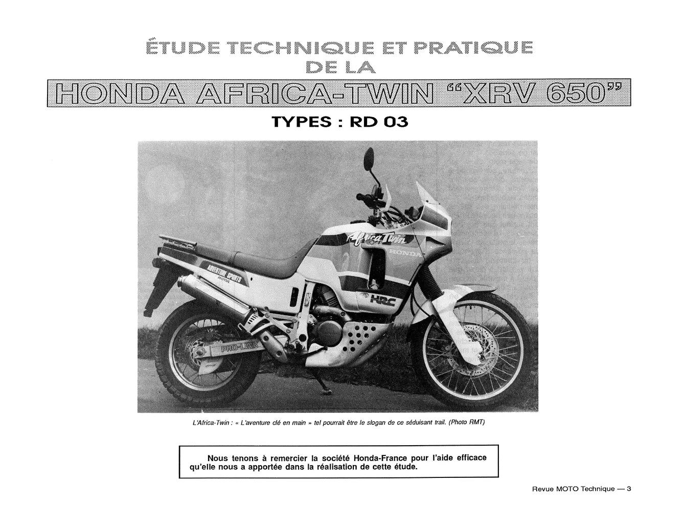 Yamaha DT 125 / 200 R, TDR / TZR 125 (1987 - 1994) - Honda XRV 650 Africa Twin (1988 - 1989) - Revue Technique