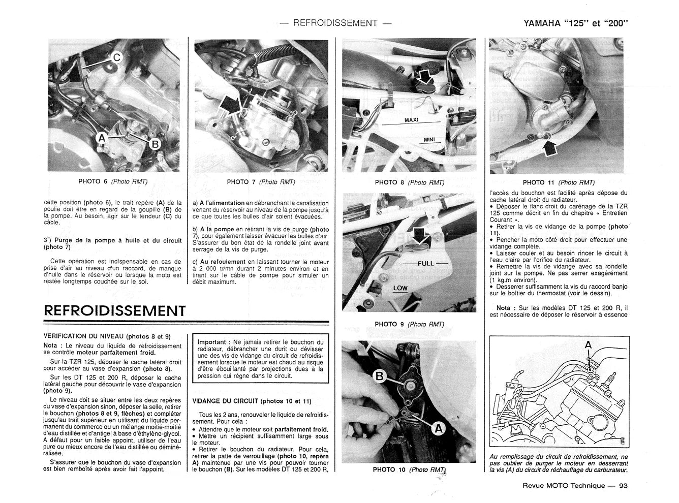 Yamaha DT 125 / 200 R, TDR / TZR 125 (1987 - 1994) - Honda XRV 650 Africa Twin (1988 - 1989) - Revue Technique