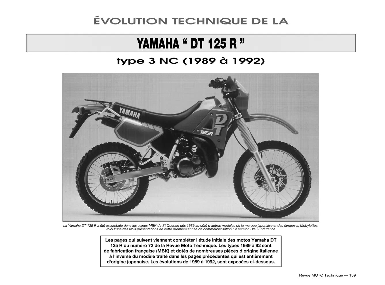 Yamaha DT 125 / 200 R, TDR / TZR 125 (1987 - 1994) - Honda XRV 650 Africa Twin (1988 - 1989) - Revue Technique