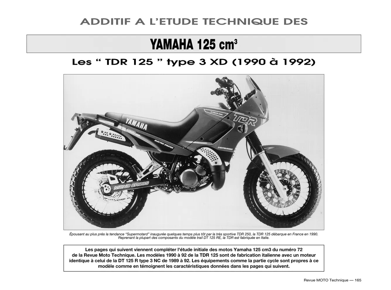 Yamaha DT 125 / 200 R, TDR / TZR 125 (1987 - 1994) - Honda XRV 650 Africa Twin (1988 - 1989) - Revue Technique