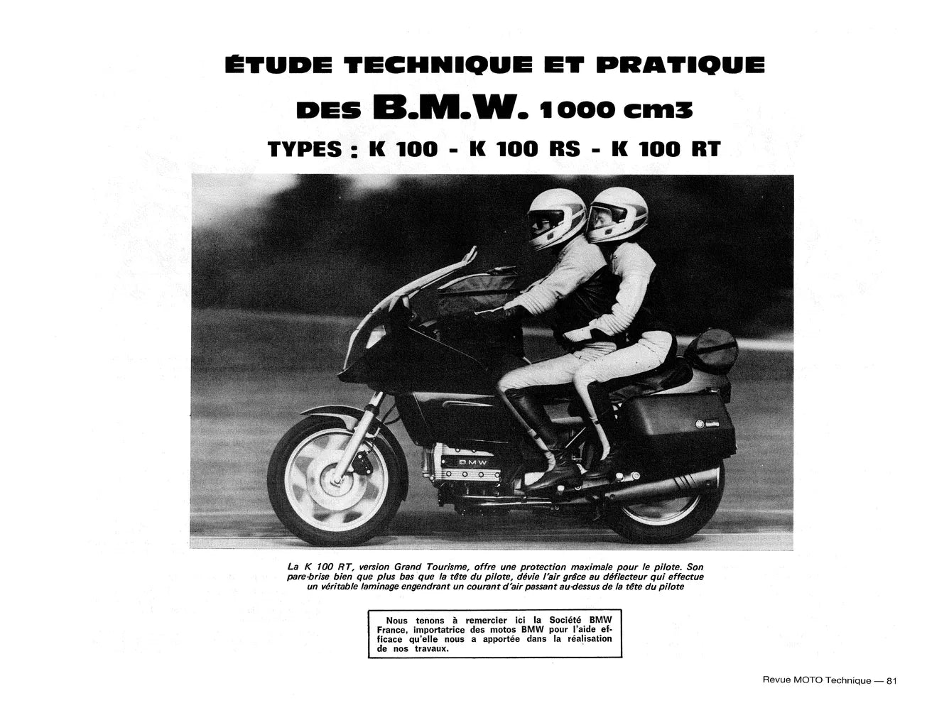 BMW K 100 / K 100 RS / K 100 RT (1983 - 1991) - Yamaha XT / SR 125 (1982 - 2002) - Revue Technique