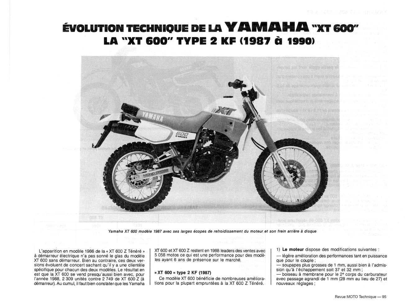 Yamaha XT 400 / 550 (1982 - 1983) et XT 600 (1983 - 1995) - Revue Technique