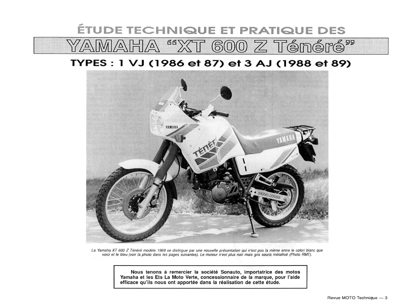 Yamaha XT 600 Z Ténéré et XT 600 E (1986 - 2002) - Kawasaki GPX 750 R (1987 - 1989) - Revue Technique
