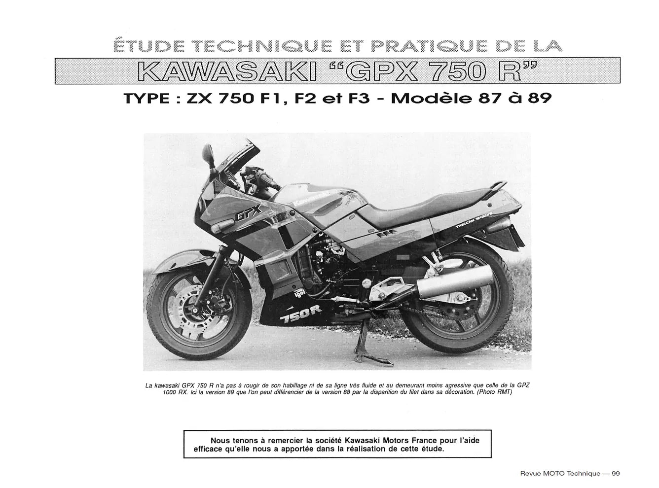 Yamaha XT 600 Z Ténéré et XT 600 E (1986 - 2002) - Kawasaki GPX 750 R (1987 - 1989) - Revue Technique