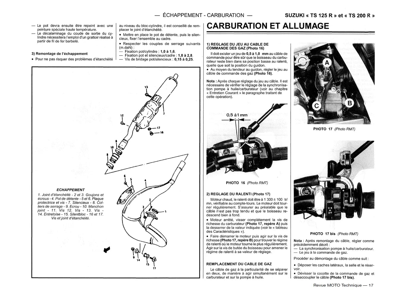 Suzuki TS 125 R / TS 200 R (1989 - 1996) - Kawasaki ZZ-R 1100 (1990 - 2001) - Revue Technique