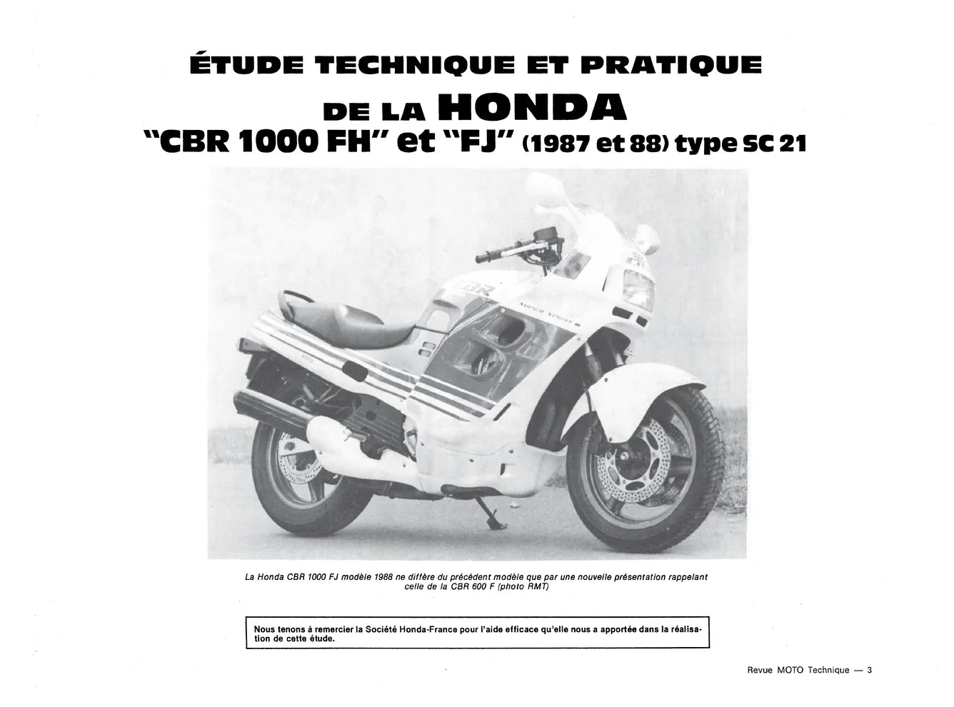 Honda CBR 1000 F (1987 - 1996) - Revue Technique