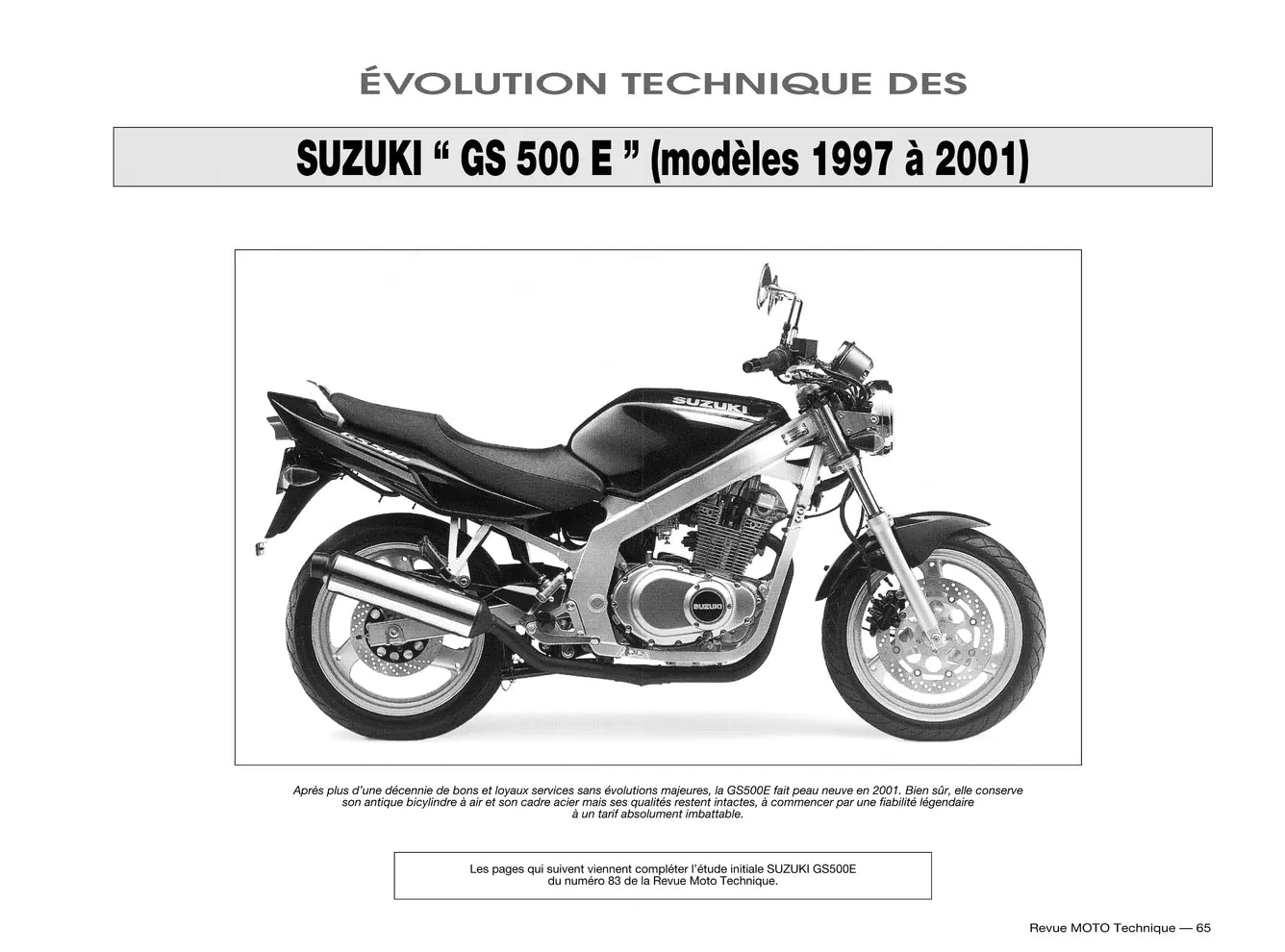 Suzuki GS 500 E (1989 - 2001) - Yamaha XV 535 VIRAGO (1988 - 1996) - Revue Technique