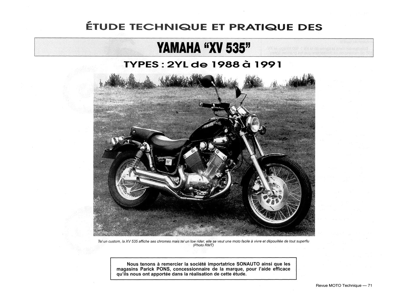 Suzuki GS 500 E (1989 - 2001) - Yamaha XV 535 VIRAGO (1988 - 1996) - Revue Technique