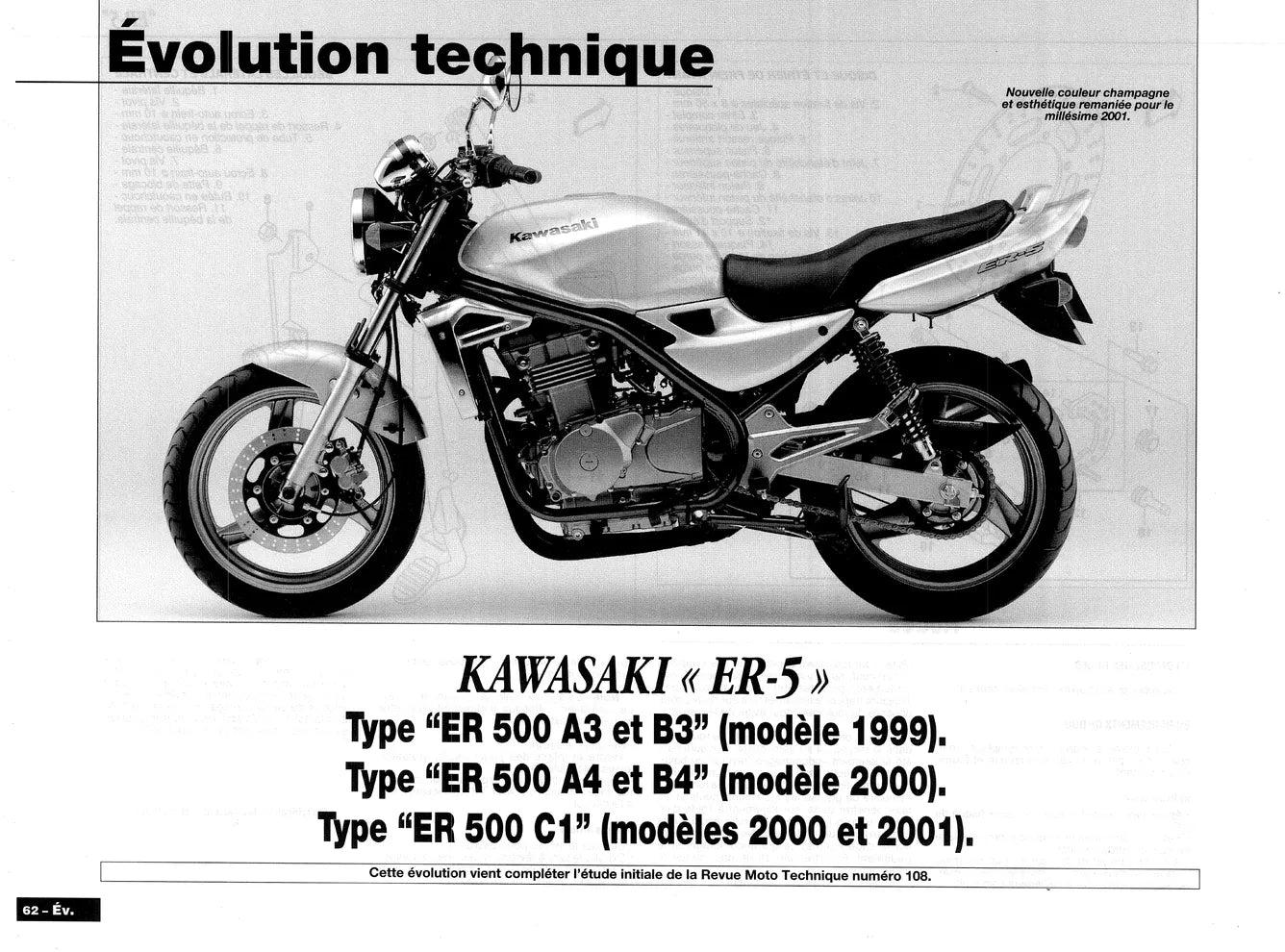 Kawasaki ER-5 (1996 - 2002) - Suzuki DR 650 SE (1996 - 2002) - Suzuki XF 650 Freewind (1997 - 2002) - Revue Technique