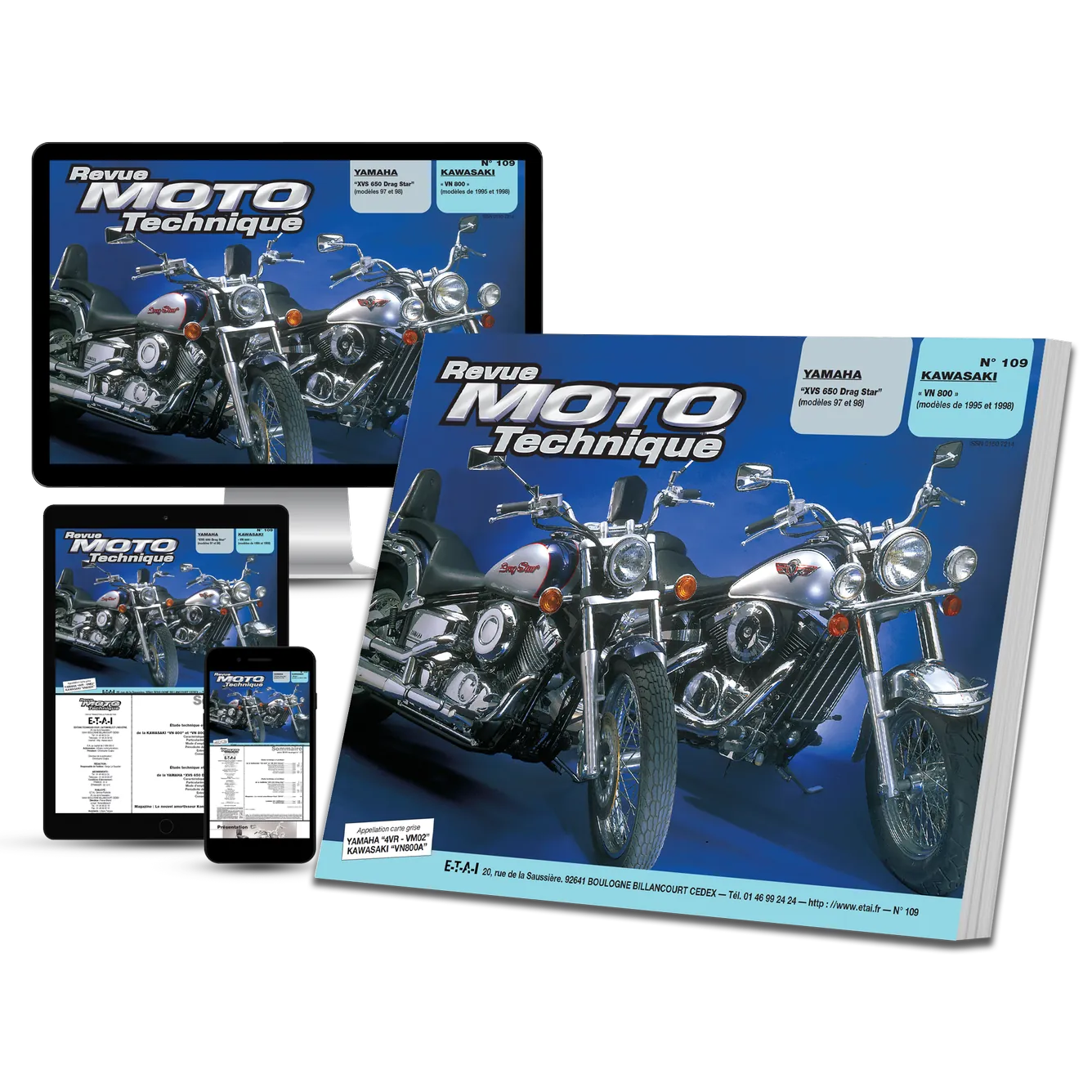 Yamaha XVS 650 Drag Star (1997 - 1998) - Kawasaki VN 800 (1995 - 1998) - Revue Technique