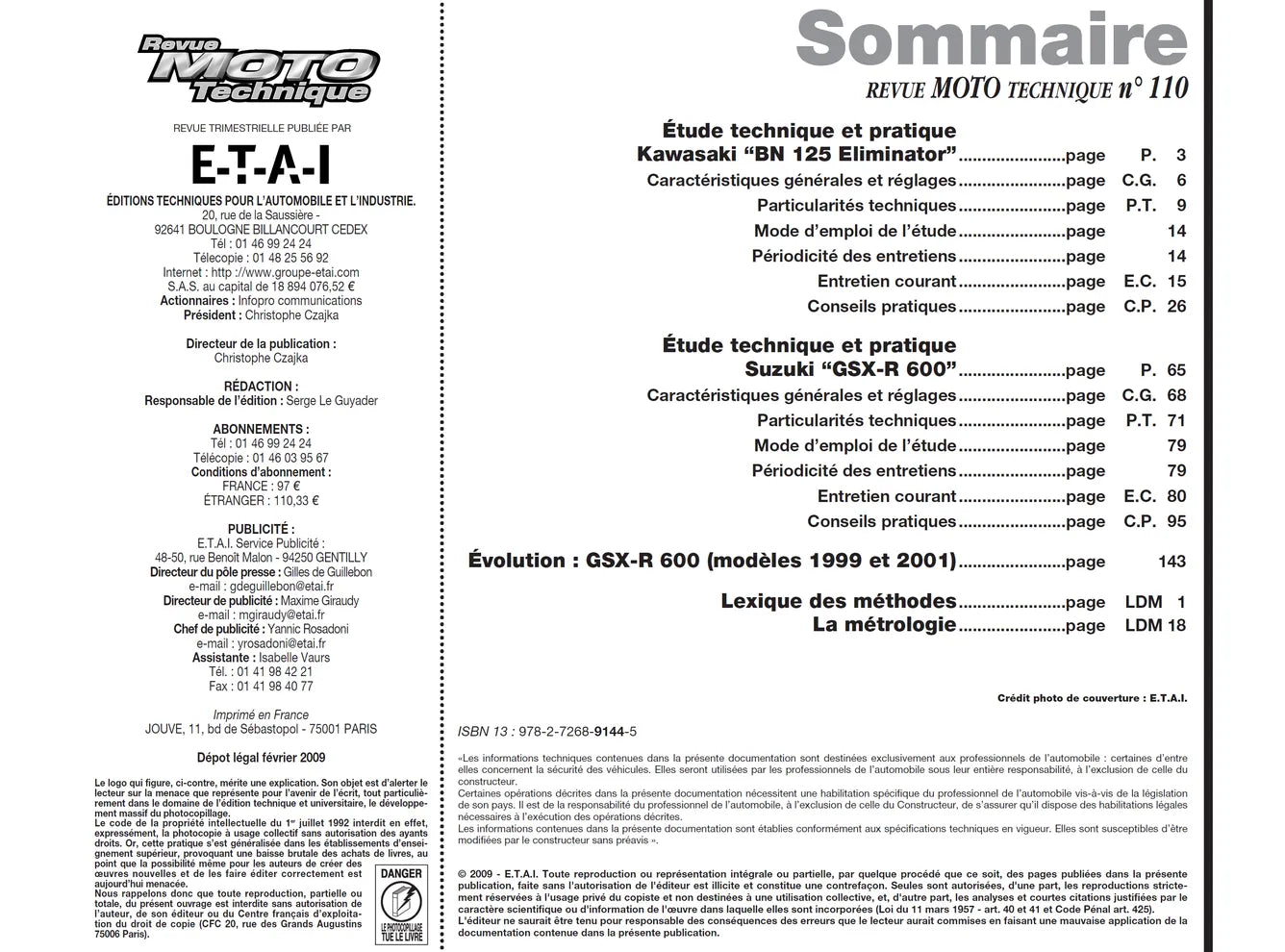 Kawasaki BN 125 (1998) - Suzuki GSX-R 600 (1997 - 2001) - Revue Technique