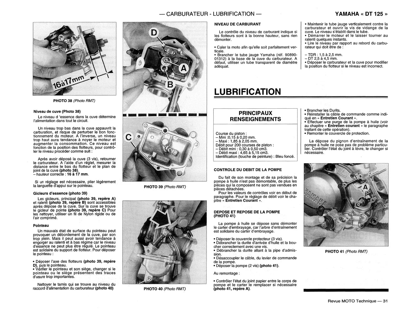 Yamaha DT / TDR 125 (1989 - 2001) - BMW F650 (1994 - 2001) - Revue Technique
