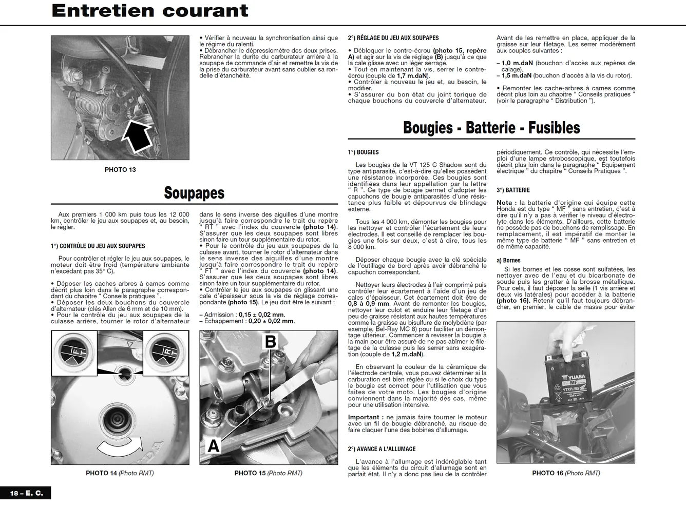 Honda VT 125 Shadow (1999 - 2001) - Kawasaki ZR-7 (1999 - 2003) - Revue Technique
