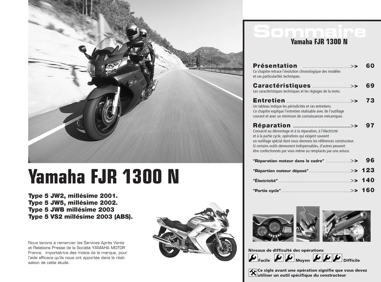 Honda CLR 125 CityFly (1998 - 2003) - Yamaha FJR 1300 N et A (2001 - 2003) - Revue Technique