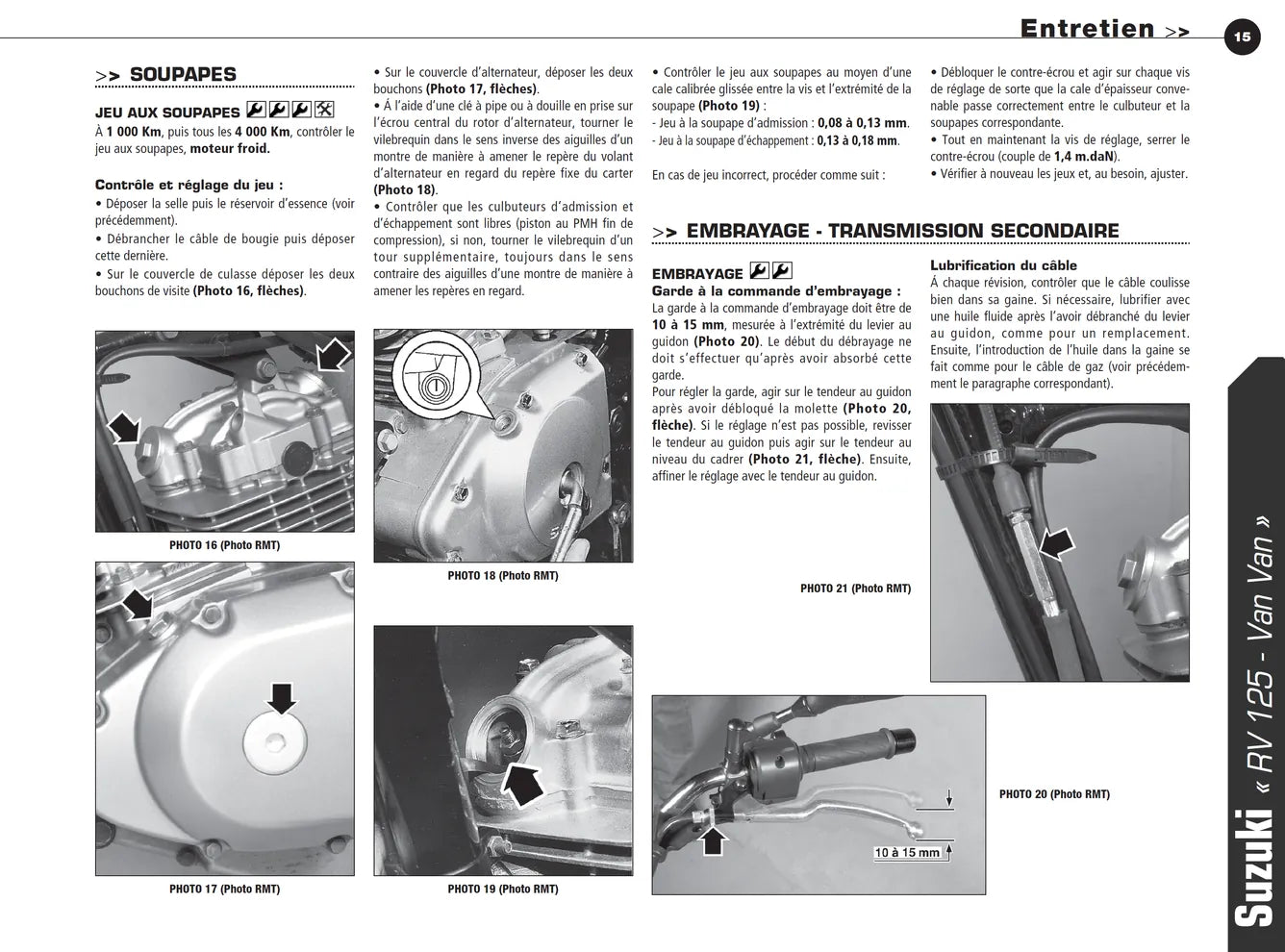 Honda VFR 800 V-TEC (2002 - 2004) - Suzuki RV 125 Van Van (2003 - 2004) - Revue Technique