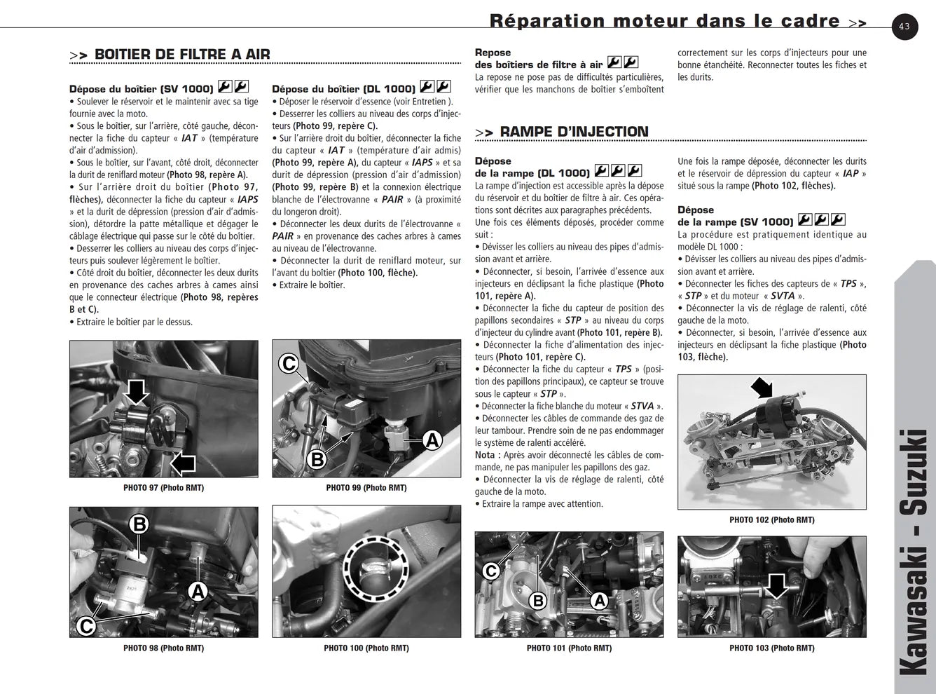 Suzuki SV - DL 1000 (2002 - 2004) - Kawasaki KLV1000 (2004) - Revue Technique